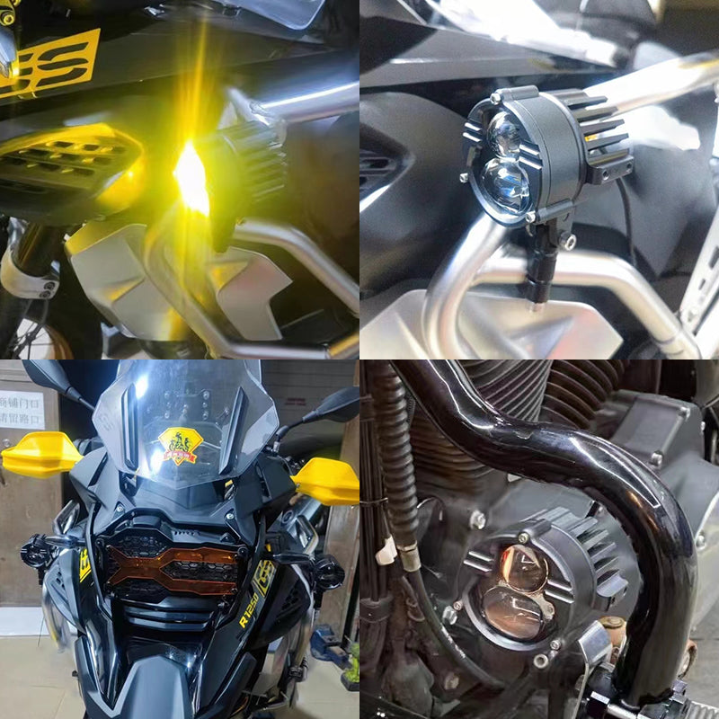 LA30 Laser LED Motorcycle Headlight 100W High Low Lens Dual Colors Strobeflash Bike Auxiliary Biled Fog Driving Light Assembly