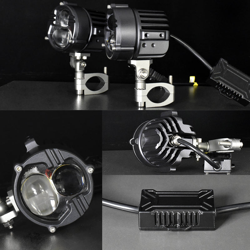 LA30 Laser LED Motorcycle Headlight 100W High Low Lens Dual Colors Strobeflash Bike Auxiliary Biled Fog Driving Light Assembly