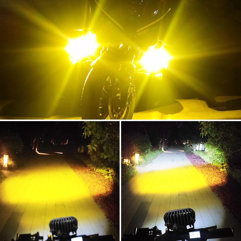 LX6 3-Lens Bi-LED Motorcycle Auxiliary Fog Driving Lights 60W High Low Lens Dual Colors Strobeflash Bike Motorbike Headlight Kit