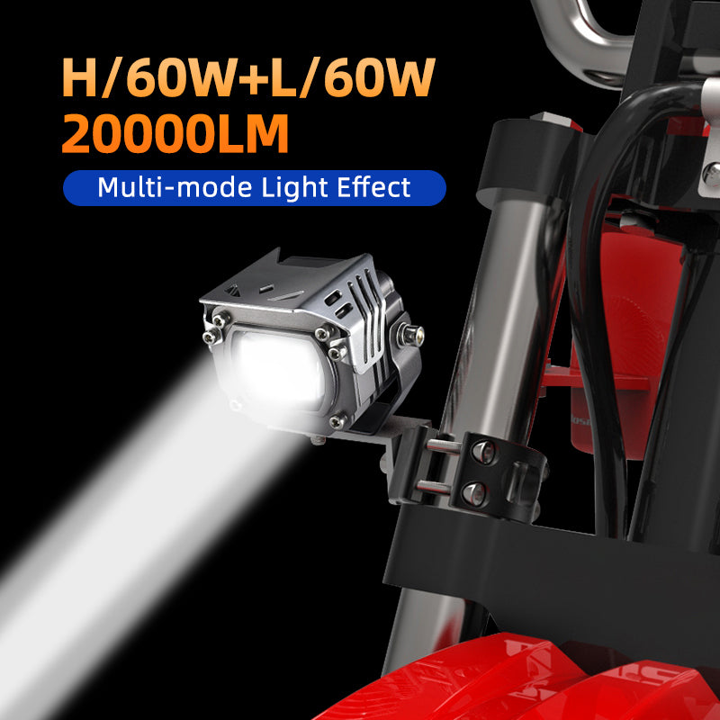 LX2 Motorcycle Fog Driving Light Auxiliary Spot Lamp 60W 20000Lm Strobe Flash Dual Colors Yellow White High Low Beam PTF Lens