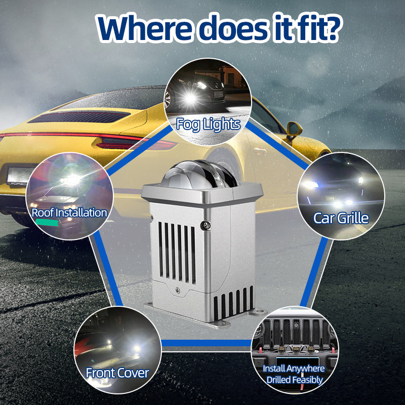 MX9 High Low Beam 2 inch LED Projector Lens Headlight Matrix LED Light Fog Light Retrofit for DIY Car Lights Biled Tuning Accessory