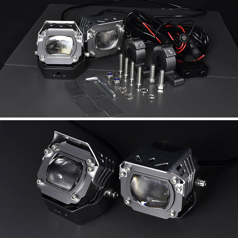 LX2 Motorcycle Fog Driving Light Auxiliary Spot Lamp 60W 20000Lm Strobe Flash Dual Colors Yellow White High Low Beam PTF Lens