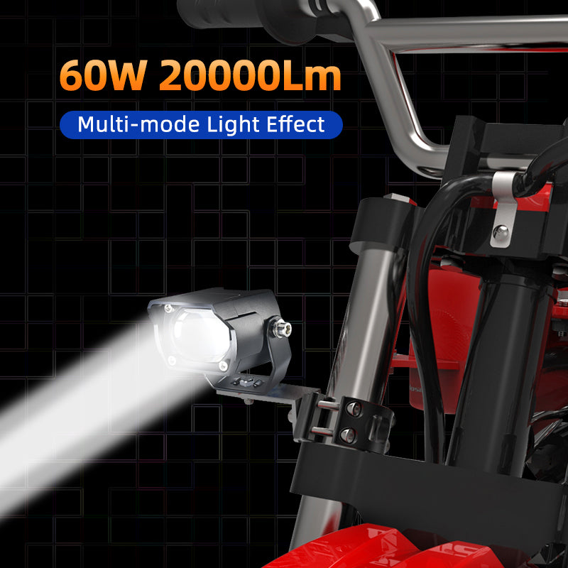 LX1 Motorcycle Headlight 60W 20000Lm Bi LED Fog Drive Light Spotlight Strobeflash Dual-color Auxiliary Lamp For Bmw Honda Yamaha