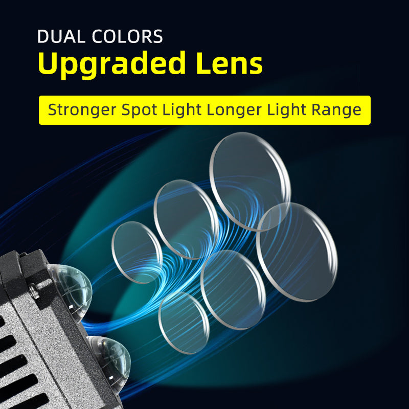 LX10 Dual Colors Double Lens Motorcycle Projectors Headlight Spotlight Strobe Flash 70W 15000Lm Bike Driving Fog Auxiliary Lights Kit