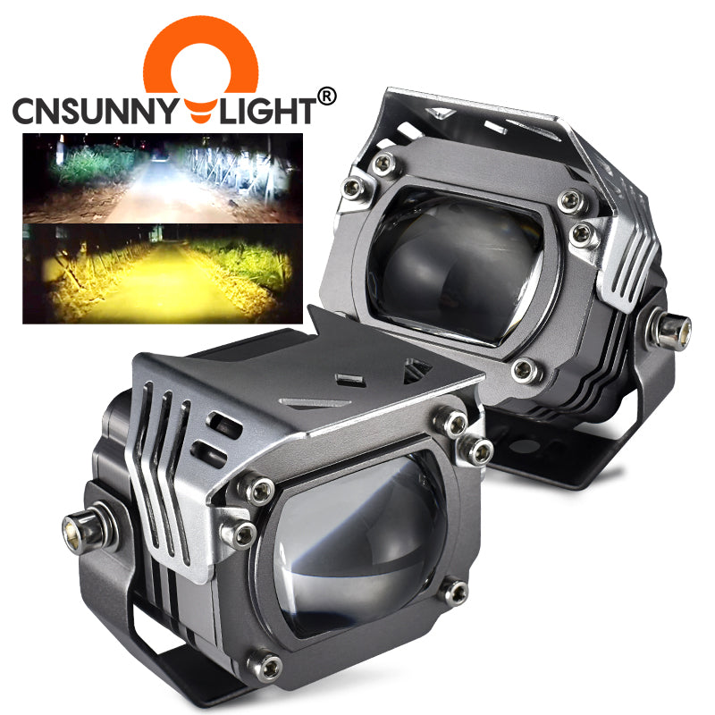 LX2 Motorcycle Fog Driving Light Auxiliary Spot Lamp 60W 20000Lm Strobe Flash Dual Colors Yellow White High Low Beam PTF Lens