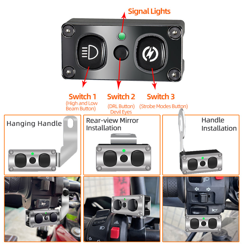 LX5 Motorcycle Bi LED Projector Lens HD Fog Driving Lamp 80W 30000LM Dual Colors Auxiliary Light H/L Beam Strobeflash Devil Eyes DRL
