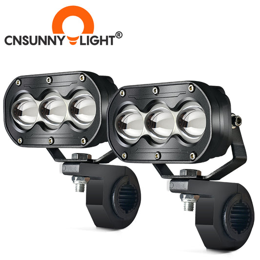 LX6 3-Lens Bi-LED Motorcycle Auxiliary Fog Driving Lights 60W High Low Lens Dual Colors Strobeflash Bike Motorbike Headlight Kit