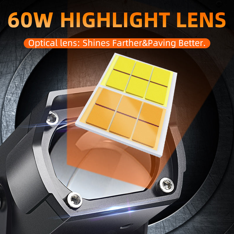 LX1 Motorcycle Headlight 60W 20000Lm Bi LED Fog Drive Light Spotlight Strobeflash Dual-color Auxiliary Lamp For Bmw Honda Yamaha