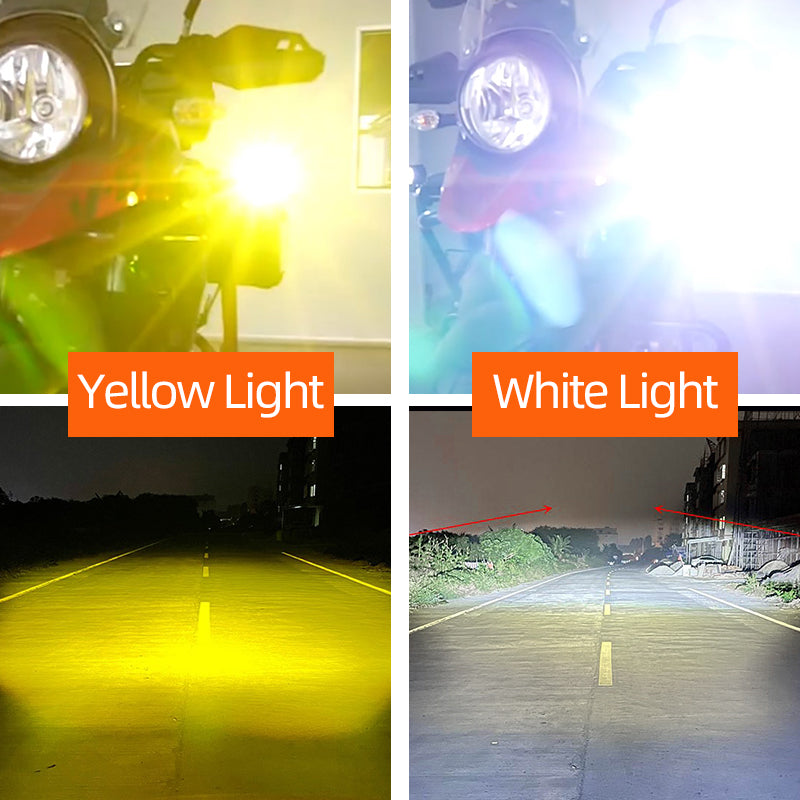 LX1 Motorcycle Headlight 60W 20000Lm Bi LED Fog Drive Light Spotlight Strobeflash Dual-color Auxiliary Lamp For Bmw Honda Yamaha