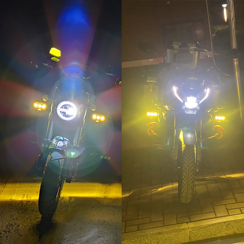 LX6 3-Lens Bi-LED Motorcycle Auxiliary Fog Driving Lights 60W High Low Lens Dual Colors Strobeflash Bike Motorbike Headlight Kit
