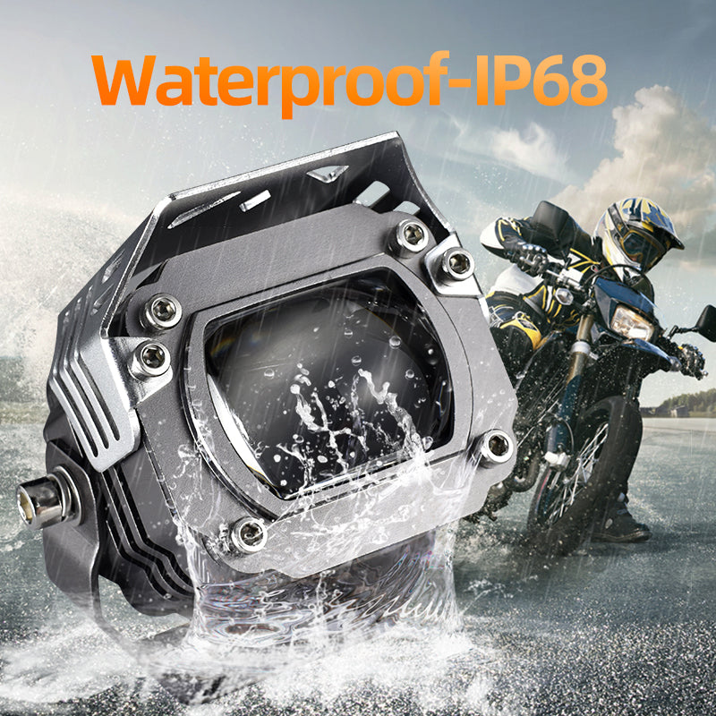 LX2 Motorcycle Fog Driving Light Auxiliary Spot Lamp 60W 20000Lm Strobe Flash Dual Colors Yellow White High Low Beam PTF Lens