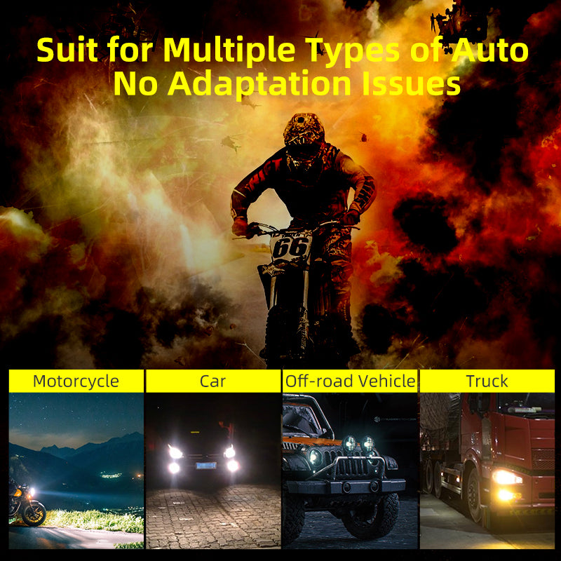 LX10 Dual Colors Double Lens Motorcycle Projectors Headlight Spotlight Strobe Flash 70W 15000Lm Bike Driving Fog Auxiliary Lights Kit