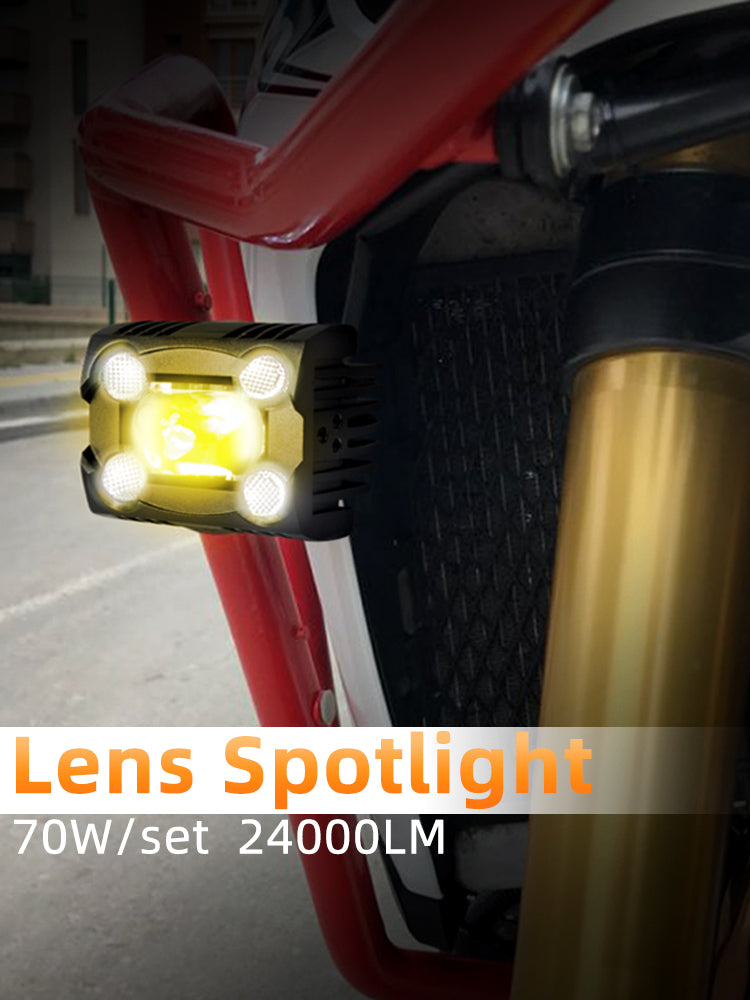 LX3 24000Lm 70W/set Motorcycle Headlight Auxiliary Spotlight Hi/Lo Strobeflash Yellow White Waterproof ATV LED Fog Driving Light