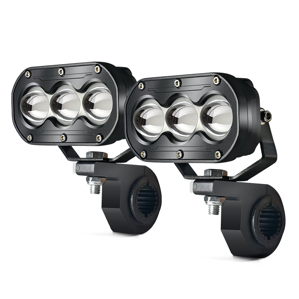 LX6 3-Lens Bi-LED Motorcycle Auxiliary Fog Driving Lights 60W High Low Lens Dual Colors Strobeflash Bike Motorbike Headlight Kit