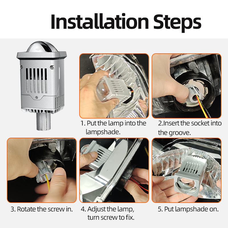 MX9 High Low Beam 2 inch LED Projector Lens Headlight Matrix LED Light Fog Light Retrofit for DIY Car Lights Biled Tuning Accessory